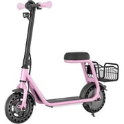 Hiboy Electric Scooter for Kids Ages 4 - 8, 3 - Speed Adjustable, 9.3 MPH & 5 Mile Range, Neon LED Lights Electric Scooter with Seat Pink
