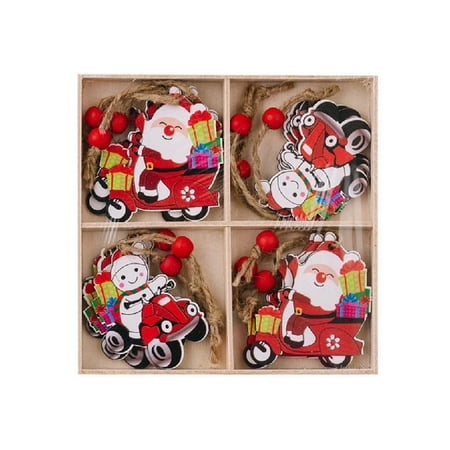 

HOMEIU Christmas Wooden Gnome Pendant 12pcs/box Hanging Gift Decor for Home Festival Holiday Party Front Door Decor