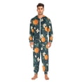 thumbnail image 3 of FORMRS Onesies Pajama for Adults Unisex Hoodie Winter Jumpsuit One Piece Sleepwear, Sizes S-2XL, Green Floral Oranges, 3 of 7