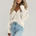thumbnail image 2 of YDDIAN Women's Cardigan Sweater 100% Cotton Button-Down Long Sleeve Oversized Knit Cardigans White L, 2 of 7