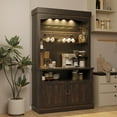 thumbnail image 2 of Coffee Bar Cabinet with LED Lights 72" Tall Buffet Cabinet with Storage Farmhouse Kitchen Sideboard Tall Coffee Hutch Cabinet with Microwave Stand/Wine Rack/Glass Shelf Dining Room(ship in 2 boxes), 2 of 8