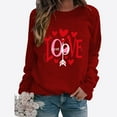 thumbnail image 2 of Amzcrzy Chandail en Molleton pour Femmes Saint-Valentin Drôle Cœur Amour Graphique Chandail Col Rond Manches Longues Chemises Amples Douces Mode Printemps Polyvalentes, 2 of 3