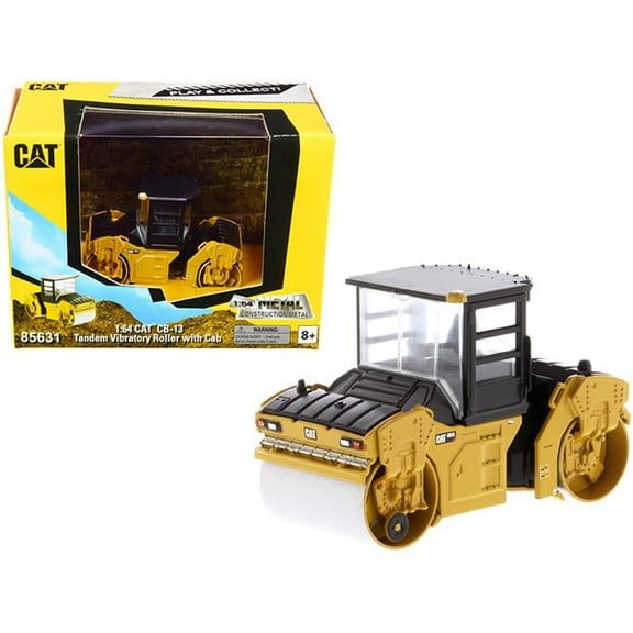 DieCast Masters 85631 CAT Caterpillar CB-13 Tandem Vibratory Play & Collect Series 1 by 64 Scale Diecast Model Roller with Cab