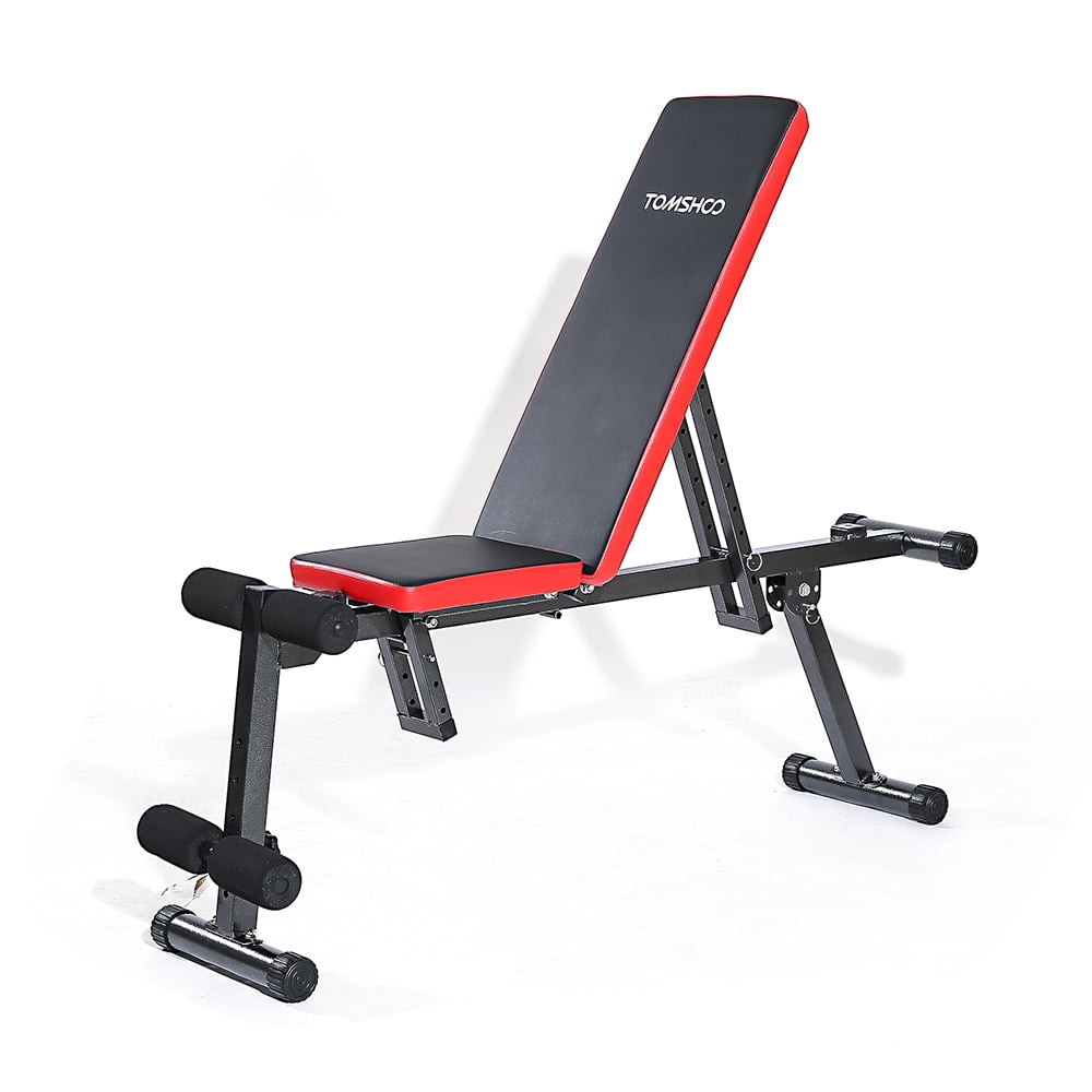 TOMSHOO Adjustable Folding AB Bench Flat Incline Fitness Exercise Sit