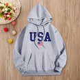 thumbnail image 2 of USA Print Unisex Hoodie Long Sleeve Letter Print Casual Fall Streetwear Sweatshirt Crewneck Pullover Tops, 2 of 4