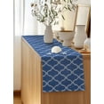 thumbnail image 5 of Table Runner 36 Inches Long for Kitchen Dining, Dark Blue Morocco Dresser Scarf Farmhouse, Dining Table Decorations for Wedding/Parties, Ethnic Abstract Geometric Quatrefoil Grid 13 x 36 In, 5 of 8