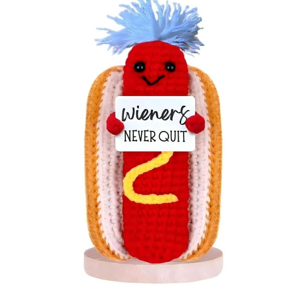 Emotional Support pickle Nuggets Crochet - Positive Pickle Hot dog Gag Gifts for women coworker girlfriend desk accessories Inspirational Decor Ornament