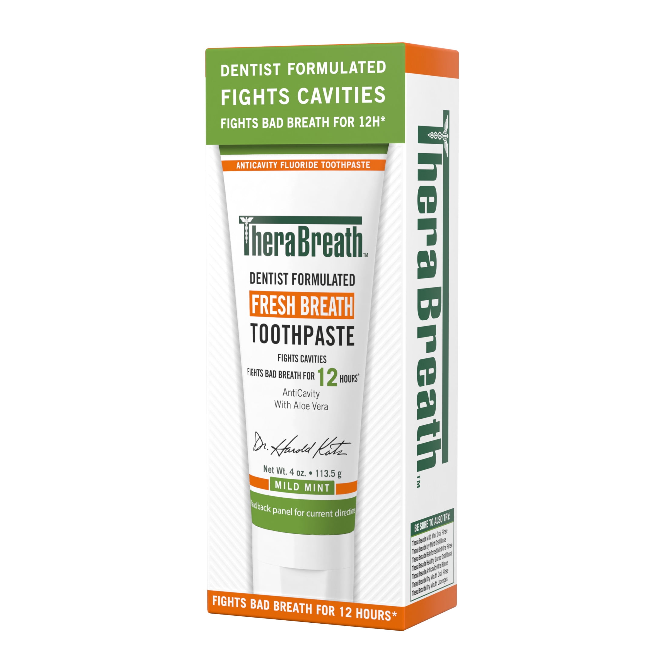 TheraBreath Fresh Breath Fluoride Free Toothpaste, Dentist Formulated, Mild Mint, 4 oz, 2 pack