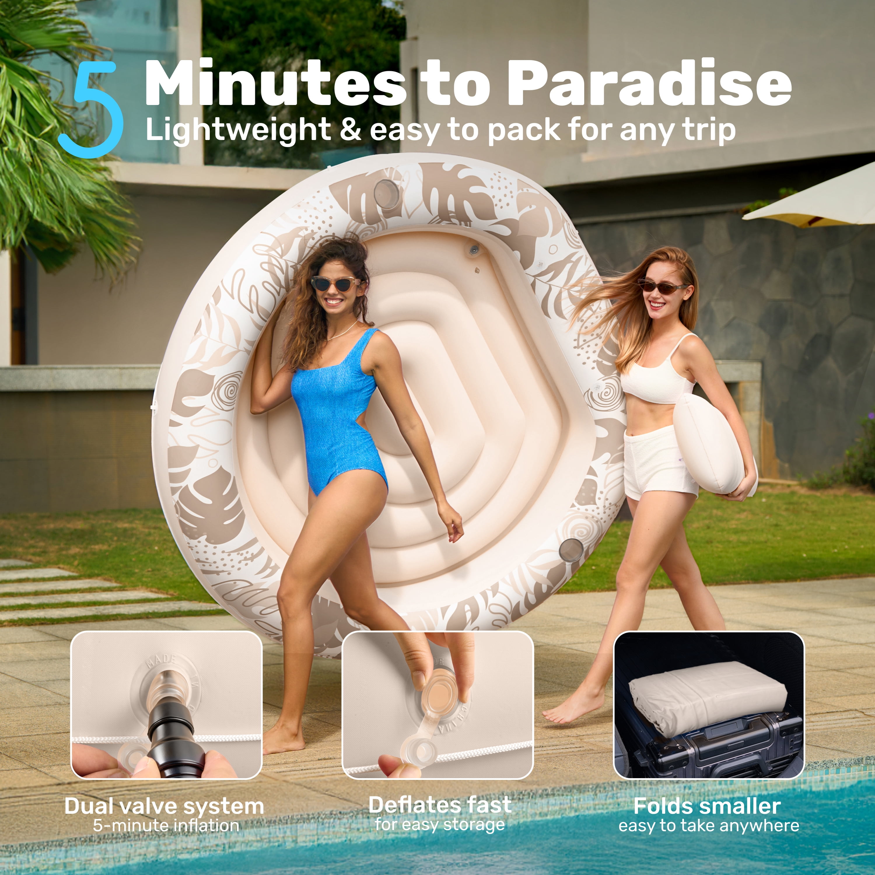 SLOOSH Round Fabric Tanning Pool (Champagne)