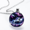 thumbnail image 2 of Starry Unicorn Elegant Glass Circular Pendant Necklace - Stylish Necklaces for Women, 2 of 5