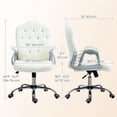thumbnail image 2 of White Teddy Fleece Office Chair - Adjustable Task Desk Chair with Button Tufted Back, Swivel Wheels - Ideal for Home Office, Study & Vanity Use - 24" x 24", 2 of 7