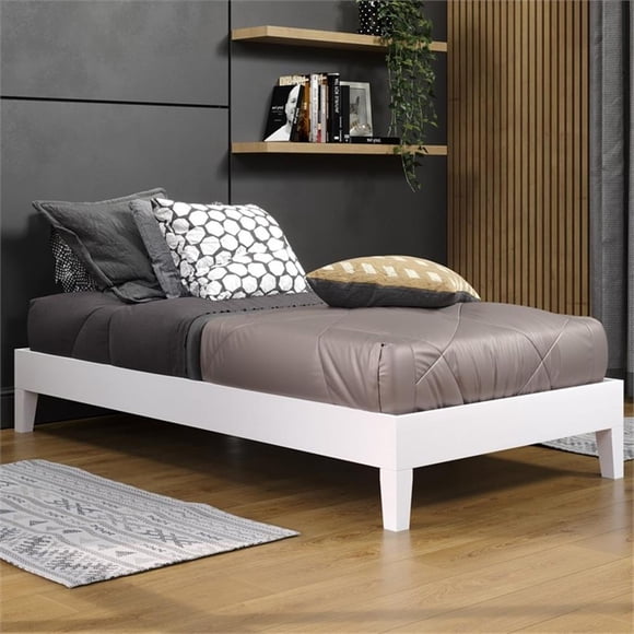 Steve Silver Nix Lit Plateforme Simple en Bois Blanc