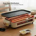 thumbnail image 5 of 2-in-1 Electric Indoor Grill, 1500W Smokeless Korean BBQ Griddle with Non-Stick Removable Cooking Plate, 3 Raclette Cheese Pans, Adjustable Temperature Control, Dishwasher Safe, Beige BQR1502B, 5 of 9