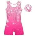 thumbnail image 4 of Aideaone Girl Gymnastic Leotards with Hair Scrunchie Sparkle Dance Unitards for 4-12Years, 4 of 8