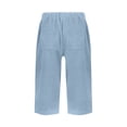 thumbnail image 5 of Kvture Womens Capri Pants Knee Length Cotton Linen Capris Summer Straight Leg Loose Beach Bermuda Shorts with Pockets M Light Blue, 5 of 6