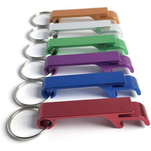 6 Pieces Key Chain Beer Bottle Opener, Pocket Small Bar Claw Beverage Keychain Ring for Kitchen Wedding Party Activity