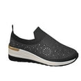 thumbnail image 2 of Viluyesy Womens Sneaker, Comfy Breathable Rhinestone Soft Sole Slip-On Shoes Black US6, 2 of 9