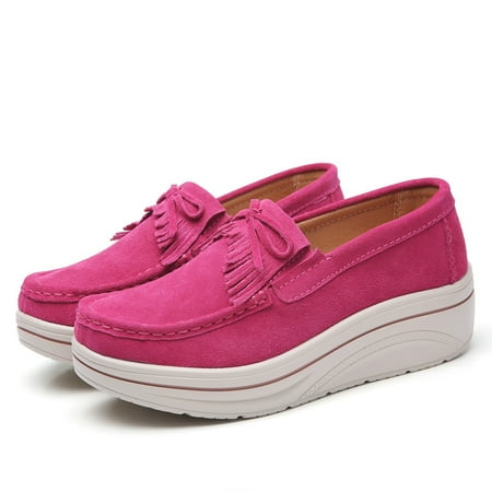 

Women s Slip On Platform Shoes Suede Comfortable Loafers Moccasins Wedge Female Sneakers
