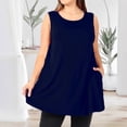 thumbnail image 2 of Timegard Camisoles pour Femmes Grande Taille Col Rond Sans Manches Blouse Ample d'Été Décontractée avec Poches, 2 of 6
