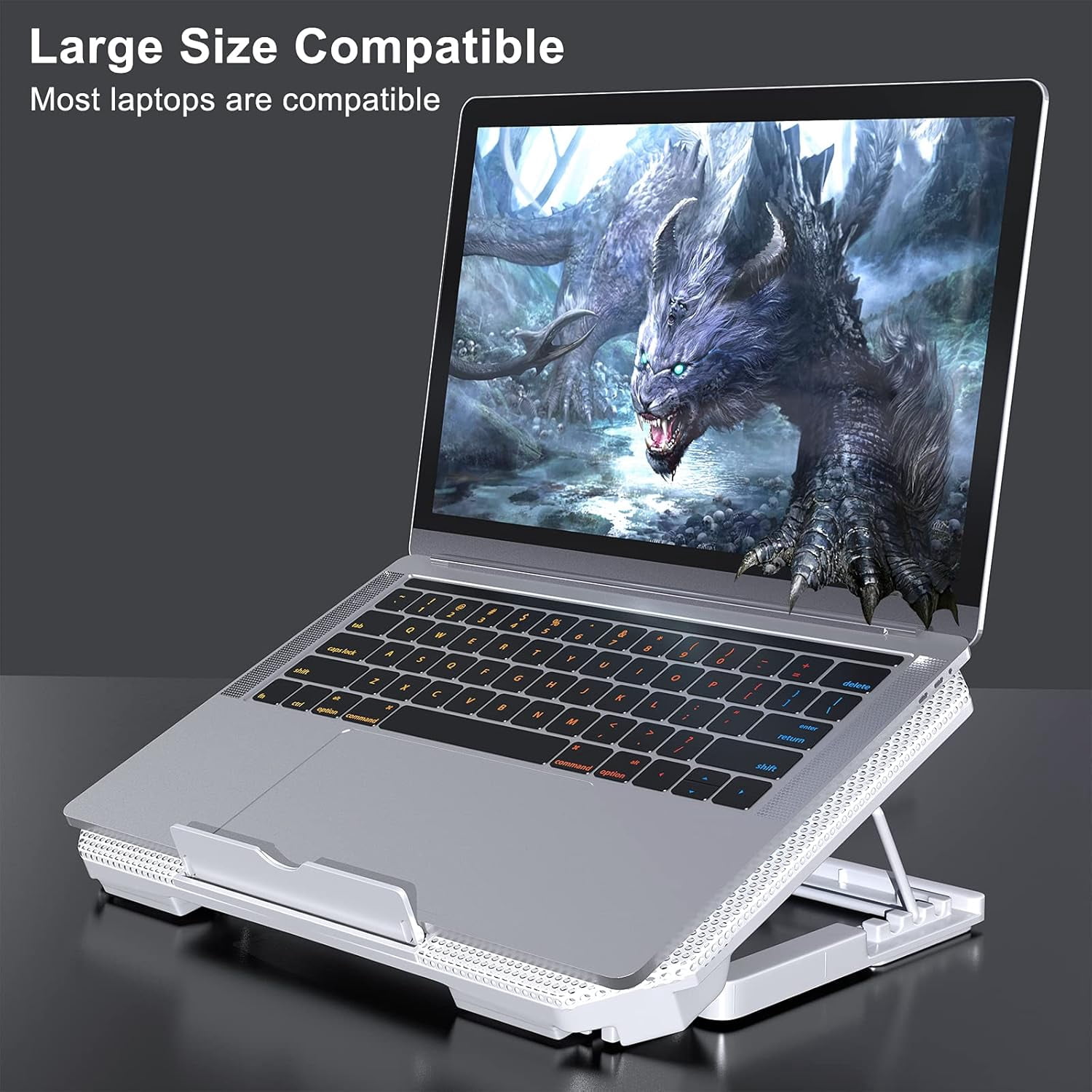 Laptop Cooling Pad with Adjustable Height Two 5.1 Inches Fan 2 USB Ports Suitable for 12"-15.6" Laptops