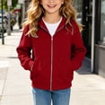 thumbnail image 6 of Gubotare Girls Zip Up Hoodie Kids Fashion Oversized Sweatshirt Jacket With Pockets Lightweight Preppy Sweatshirts 5-14 Years (Red, 10-11 Years), 6 of 7
