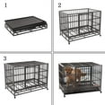thumbnail image 5 of SHUSHIM 48'' Enhanced Heavy Duty Dog Kennel Crate Cage with Strong Metal Frame, Double Doors and Lockable Wheels, for Extra Large Dog Breeds, Pet Playpen, Black, 5 of 7