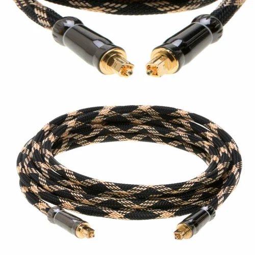 6Ft Durable Mesh Nylon Digital Optical S/Pdif Fiber Toslink Audio Cable Gold