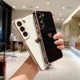 thumbnail image 6 of Compatible with Galaxy S22+Plus Case Camera Lens Protection Luxury Plated Love Heart Cute Side Small Pattern Slim Airbag Shockproof Cover Phone Cases for Samsung Galaxy S22 Plus 5G 6.7"-Black, 6 of 9