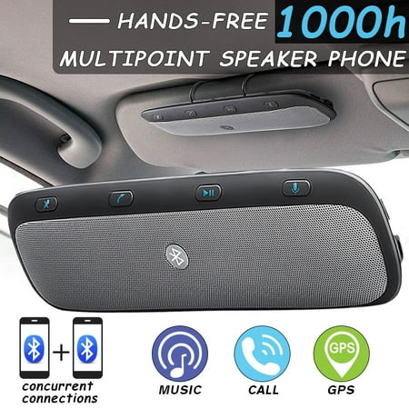 Wireless bluetooth Multipoint Handsfree Speakerphone Kit Car Sun Visor MP3 Player Speakers Hands-free Phone Audio Music Receiver Devices + handsfreespeakerphone Car Charger + USB (Best Mobile Music Device)