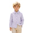 thumbnail image 5 of Girls Striped Long Sleeve Shirts Boys Button Down Formal Uniform Collared Shirt with Chest Pocket Spring Fall Clothing 12-13 Years, 5 of 7