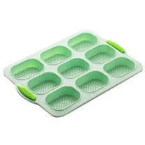 Kaireo Kitchen Silicone 9-Grid Oval Baguette Cake French Small Bread Baking Tray Mold,Non-Stick Baking Utility Tool for Home Baking Oven Safe for Desserts and Small Breads