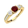 thumbnail image 2 of Semi Bezel Set 4MM Round Garnet 925 Sterling Silver Gold Vermeil Three Stone Women Ring, 2 of 2