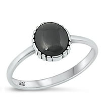 CHOOSE YOUR COLOR Black Simulated Agate Ring .925 Chic Sterling Silver Band CZ Female Size 8