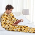 thumbnail image 6 of Lsque Brown Leaf Pattern Sunflower Pattern Long Sleeve Pajama Set for Men - Soft 2-Piece Sleepwear and Loungewear Set with Pockets, Comfy Nightwear-XX-Large, 6 of 7