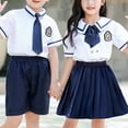 thumbnail image 5 of Girls 2 Piece Outfit Kid Toddler School Season Clothing British Class Dress Performance Dress Shirt Girls Suit Summer Outfits for 4-5 Years, 5 of 6