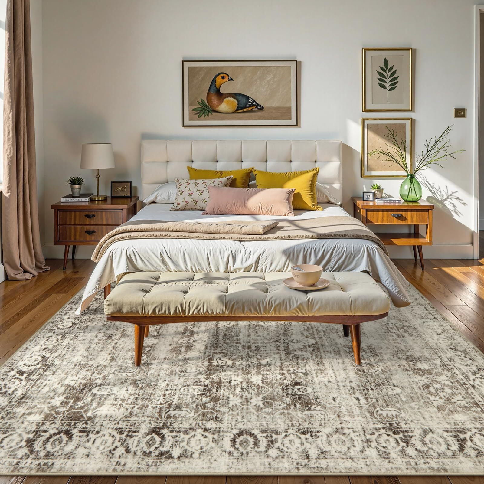 Moynesa Washable Area Rugs,5x7 Rugs for Bedroom Soft Rugs for Bedroom Aesthetic Boys,Retro Distressed Non Slip Throw Rug Carpet Dining Room Rugs for Under Table