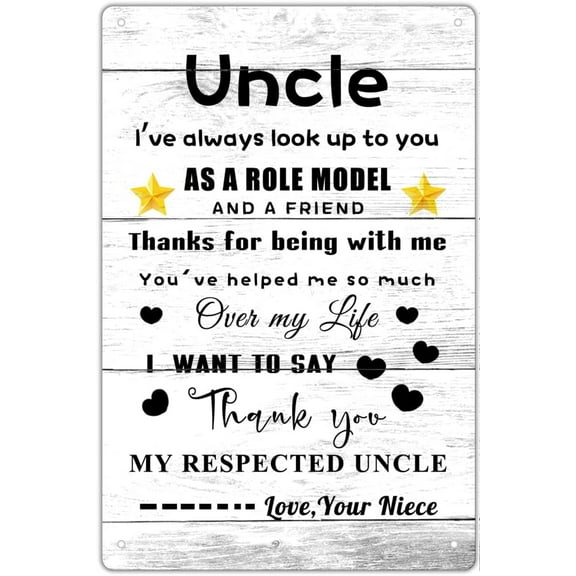 Creative Tin Sign - to Uncle Metal Wall Sign Gifts from Niece, Great Uncle Iron Poster, Birthday Gag Gifts for Uncle, Gifts for Christmas, Funny Wall Decor 5.5x8 inches
