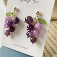 thumbnail image 6 of AYYUFE 1 Pair Vivid Charming Dangle Earrings Alloy Fruit Grape Drop Stud Earrings Jewelry Acessories Alloy Pink, 6 of 8