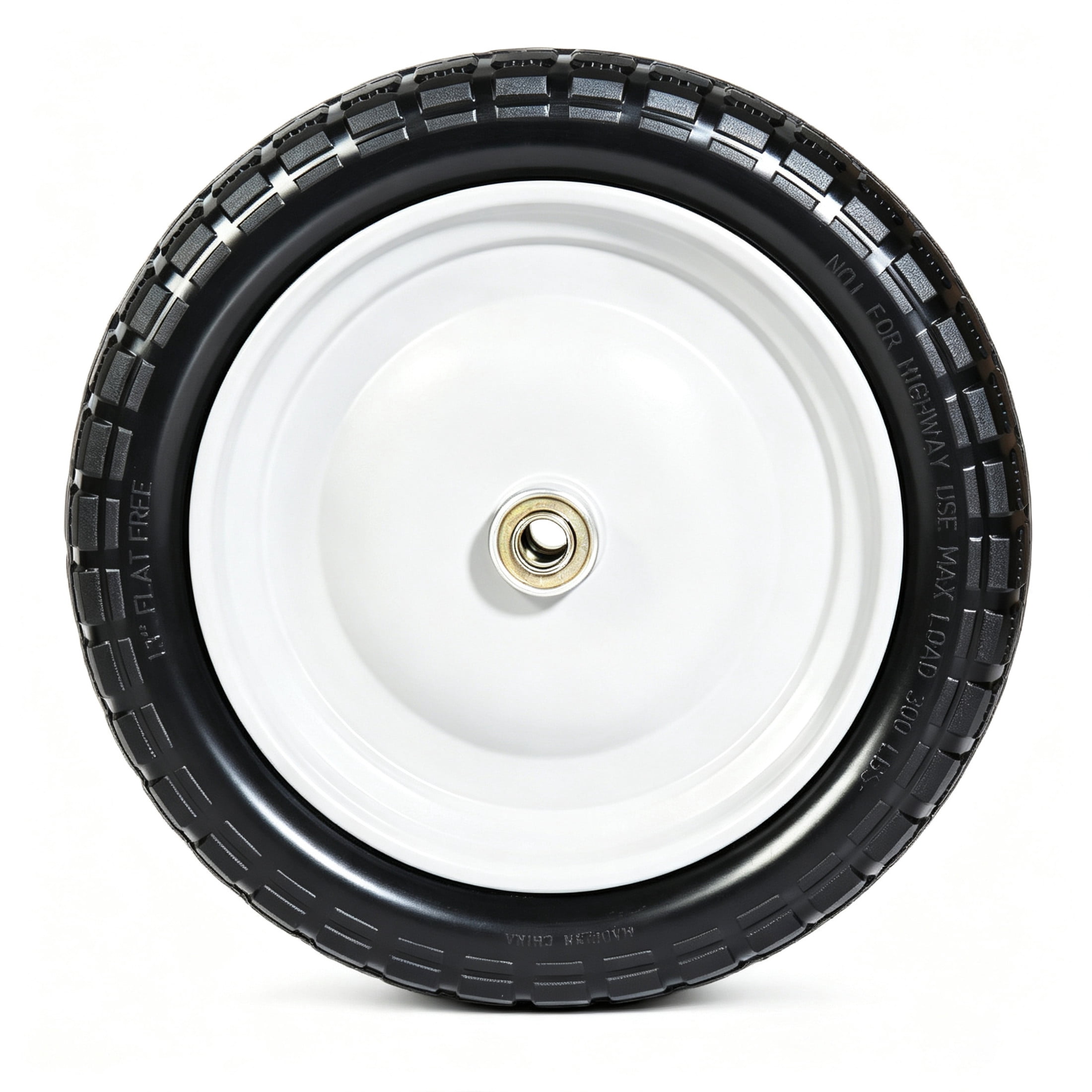 Noble House 13" x 3.5" Solid Rubber Flat-Free Tires & Wheels with Flat-Free Design for Trailer, Black & White, Set of 2
