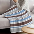 thumbnail image 3 of Blue Brown Striped Blanket Soft Cozy Warm Throw Blanket for Couch, Plush Fuzzy Flannel Fleece Blankets for Sofa, Farmhouse Stripes Modern Abstract Art Bed Blankets Lightweight Gifts for Men, 40"x60", 3 of 9