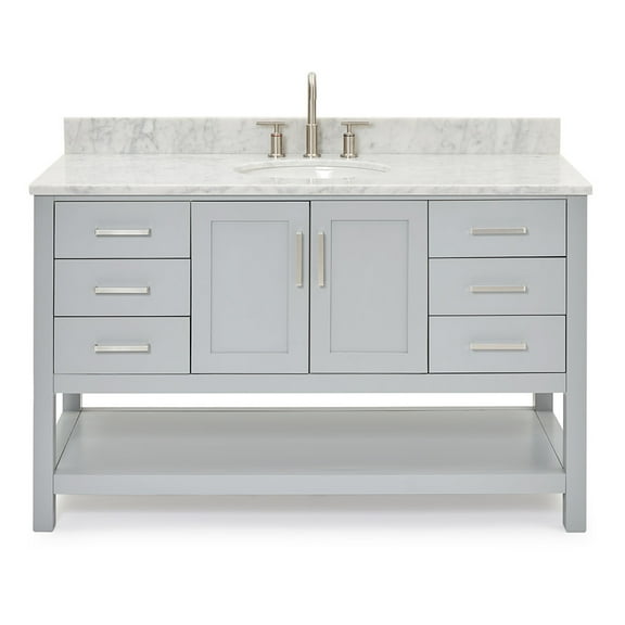Ariel S055SCW2OVOGRY Magnolia 54" Free Standing Single Basin Vanity Set - Grey