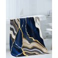 thumbnail image 3 of Blue Marble Towel Set of 3, Soft Microfiber Bath Towels, Hand Towel, Washcloths, Grey Gold Texture Vintage Farmhouse Art Quick-Dry Absorbent Towels for Bathroom Kitchen Hotel Beach Gym Spa, 3 of 7