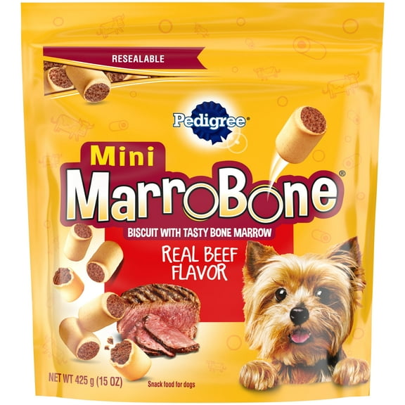 Pedigree Marrobone Real Beef Flavor, Toy & Small Breed Dog Treats, 15 Oz. Bag