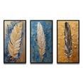 thumbnail image 2 of Designart "Exquisite Boho Glam Blue Feather Painting" Feathers Framed Wall Art Set Of 3 - Gold Modern Frame Gallery Set For Office Decor, 2 of 6