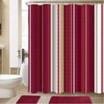 thumbnail image 2 of 4-piece Set of Brown Beige Striped Waterproof Shower Curtain Set Standard Modern Gradient Stripes Abstract Art, 2 of 6