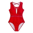 thumbnail image 1 of Wyzesi Women Net Solid Color Block Summer Leisure Slim Beach Swimsuit Ruffle Trim Swimwears Red M, 1 of 9