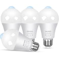 thumbnail image 2 of Motion Sensor Light Bulbs Outdoor 4 Packs 13W(100W Equivalent) Security LED Bulb, Indoor E26, A19, 5000K Daylight Dusk to Dawn Bulb for Garage Front Door Porch Stairs Hallway, 2 of 5