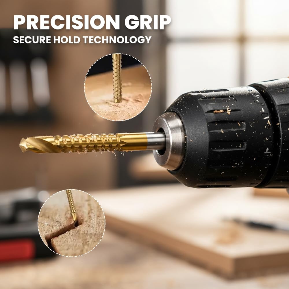 Twist Drill Bit Set – Titanium Coated HSS High-Speed Precision Tool for Wood, Plastic, Aluminum and Metal Drilling, 6 Sizes 3-8mm
