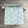 thumbnail image 3 of Ambesonne Starfish Quilted Coverlet 3 Pcs, Nautical Theme Starfish, Queen Size, Almond Green Azure Blue, 3 of 4