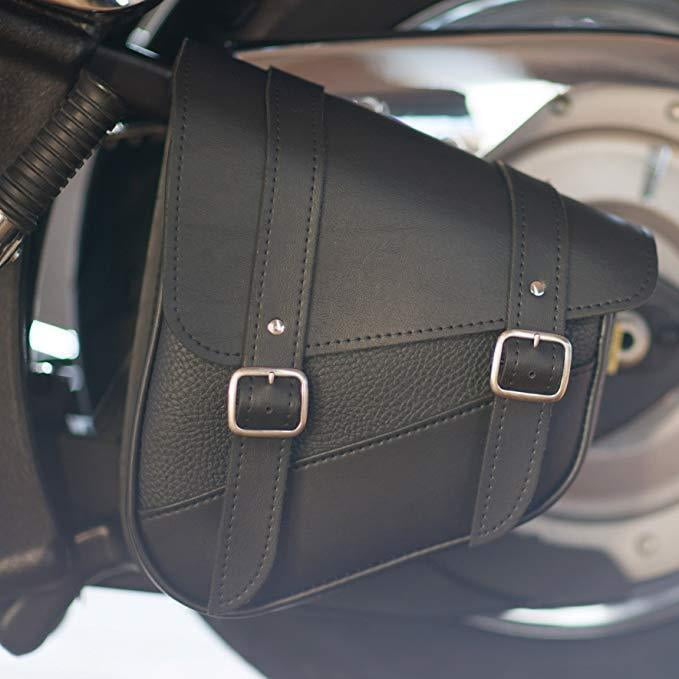 Matte Black Buckle 9 Liter Capacity Dowco Willie & Max 59893-00 Triangulated Leather Motorcycle Swingarm Bag Black Matte Black Buckle 9 Liter Capacity Dowco Willie & Max 59893-00 Triangulated Leather Motorcycle Swingarm Bag Black